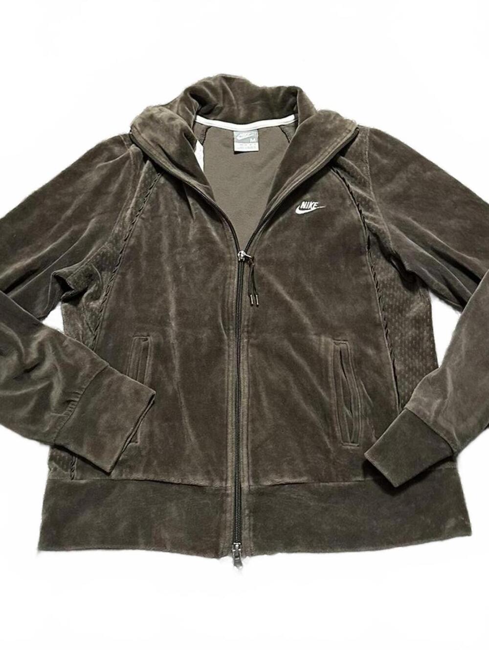 Nike Velour Dark Gray Green Jacket Size M
